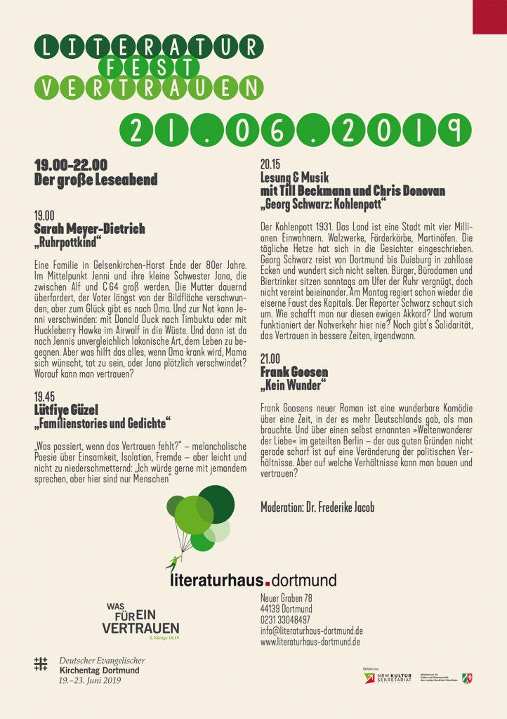 Literaturfest Vertrauen @ Literaturhaus Dortmund #Kirchentag